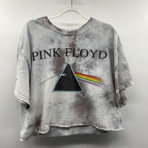 Pink Floyd Shirt L Dark Side Of The Moon Crop Tie Dye Rock Band Tee Raw Hem Y2K